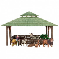 Набор фигурок животных серии "На ферме": Ферма игрушка, львы, зебры, фермер, инвентарь - 11 предметов