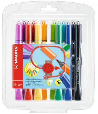 Набор фломастеров Stabilo Cappi 12 цветов, пластиковый футляр