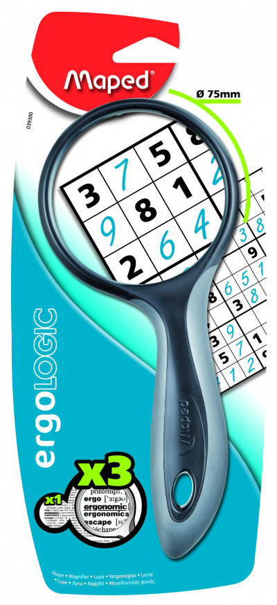 Лупа диаметр 75 мм, 3-х кратное увеличение, блистер