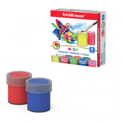 Гуашь ErichKrause® Neon 9 цветов по 20мл