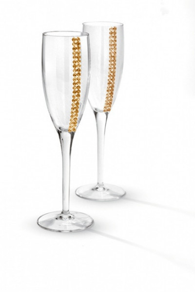 Набор из 2-х фужеров кристаллы Swarovski, золотой