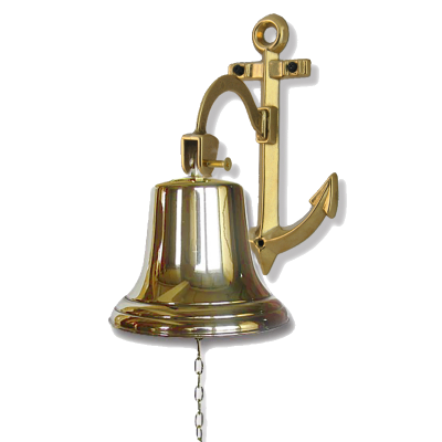 Рында, корабельный колокол на кронштейне "Якорь", латунь