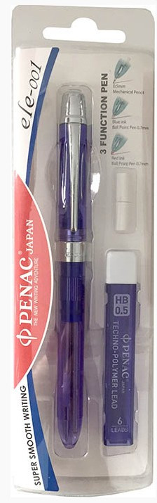 Ручка многофункциональная Ele-001 в фиолетовом корпусе: 2 стержня синего и кр...