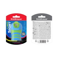 Пластиковая точилка ErichKrause® Cyber Sport, два отверстия с контейнером, система Total Clean, цвет ассорти (в блистере по 1 шт.)