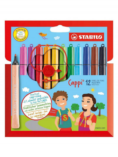 Набор фломастеров Stabilo Cappi 12 цветов, картонный Футляр