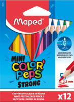 COLOR'PEPS MINI STRONG Цветные карандаши, мини, пластиковые, 12 цветов, в картонной коробке с подвесом