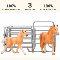 Фигурки животных серии "Мир лошадей": Авелинская лошадь и жеребенок (набор из 2 фигурок и ограждение-загон)