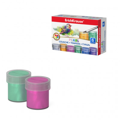Гуашь ErichKrause® Pearl 6 цветов по 20мл