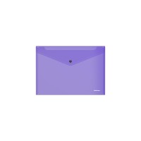 Папка-конверт на кнопке пластиковая ErichKrause® Glossy Vivid, полупрозрачная, A5+, ассорти (в пакете по 12 шт.)