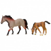 Фигурки животных серии "Мир лошадей": Американская лошадь и жеребенок (набор из 2 фигурок и ограждение-загон)