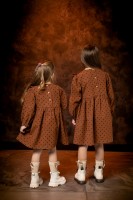 Платье для девочки Шарлотта  NÖLEBIRD, цвет коричневый в горох