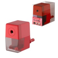 Точилка механическая ErichKrause® M-Cube с контейнером, цвет корпуса красный (в коробке по 1 шт.)