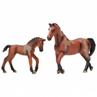Фигурки животных серии "Мир лошадей": Ганноверская лошадь и жеребенок (набор из 2 фигурок и ограждение-загон)