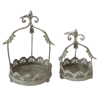 Кашпо подвесное, пара,  для цветов  уличное "белая патина"