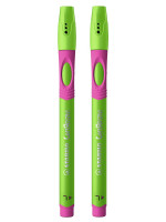 Ручка шариковая в зелено-малиновом корпусе Stabilo Leftright для левшей, F, синие чернила, 2 шт