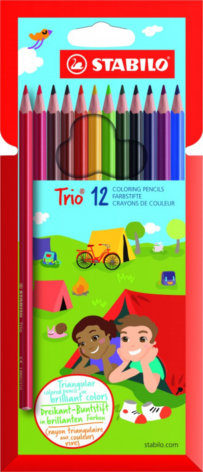 Набор цветных карандашей Trio, 12 цветов,  картонный футляр New Design