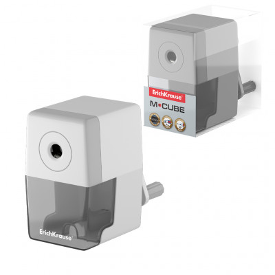 Точилка механическая ErichKrause® M-Cube с контейнером, цвет корпуса белый (в...