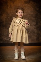 Платье для девочки Шарлотта  NÖLEBIRD, цвет бежевый + вставка леопард