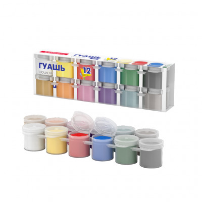 Гуашь ErichKrause® Basic 12 цветов по 15мл в блок-таре, картонный рукав