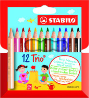 Набор цветных карандашей Stabilo Trio, укороченные, 12 цветов, картонный футляр New Design