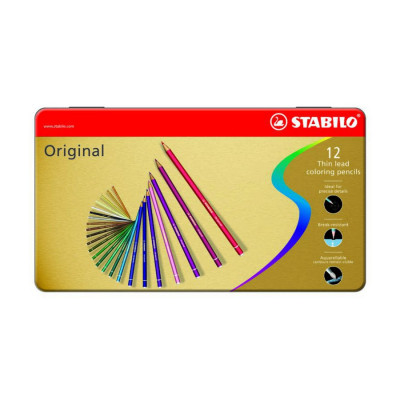 Набор цветных карандашей с тонким грифелем Stabilo Original для графиков, худ...