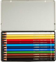 Набор цветных карандашей с тонким грифелем Stabilo Original для графиков, художников 12 цветов, металлический футляр