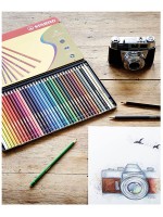 Набор цветных карандашей с тонким грифелем Stabilo Original для графиков, художников 12 цветов, металлический футляр