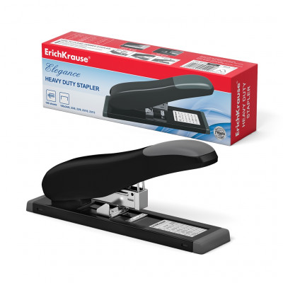 Степлер мощный №23 ErichKrause® Elegance до 100 листов, черный (в коробке по ...