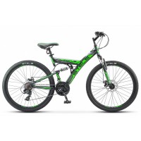 Велосипед гибрид двухподвес Stels Focus 26" MD 21 sp V010 чёрный/зелёный (LU088523)