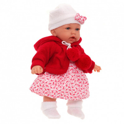 Кукла озвученная Азалия в красном, 27 см, говорит/смеётся, мягконабивная