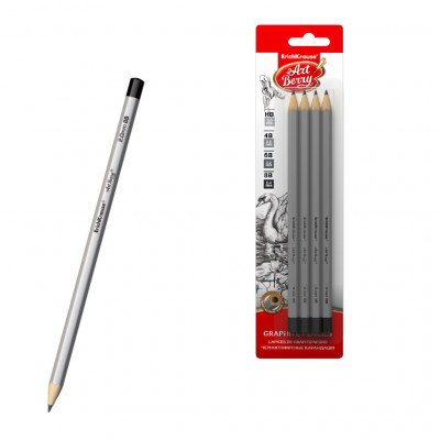 Чернографитные шестигранные карандаши ArtBerry® HB, 4B, 6B, 8B   (в блистере ...