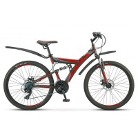 Велосипед гибрид двухподвес Stels Focus 26" MD 21 sp V010 чёрный/красный (LU088523)