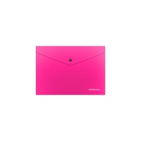 Папка-конверт на кнопке пластиковая ErichKrause® Glossy Neon, полупрозрачная, A5+, ассорти (в пакете по 12 шт.)