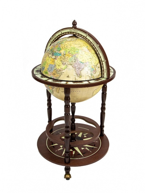 Глобус-бар напольный "Юнона" с картой на русском языке, диаметр сферы 40 см