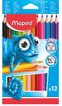 PULSE JUMBO Цветные карандаши макси, пластиковые, 12 цветов в картонной короб...
