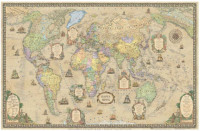 Интерактивная винтажная карта мира, стиль "Ретро", ламинированная, дополненная реальность, 124х75 см