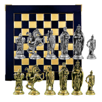 Шахматы сувенирные "Крестоносцы" синяя металлическая доска 45х45 см