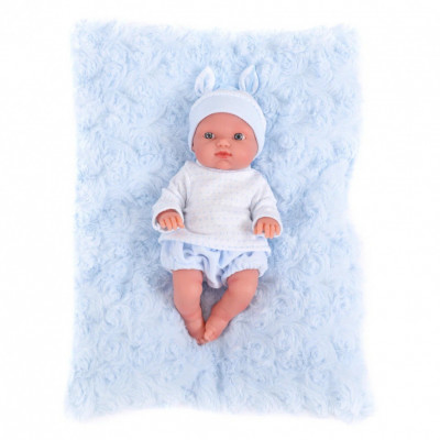 Кукла Пепито мальчик на голубом одеялке, 21см