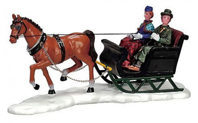 Сюжетная композиция Повозка 'Катание на санях', Lemax, керамика