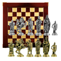 Шахматы сувенирные "Крестоносцы", красная металлическая доска 45х45 см