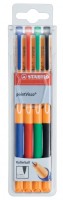 Ручка Stabilo Point Visco, 4 цветов, в пластиковом футляре: синий, черный, красный, зеленый, 0,5 мм