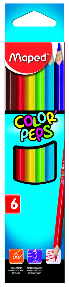 Цветные карандаши Trio, 6 штук в картонном футляре, блистер