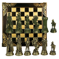 Шахматы сувенирные "Мария Стюарт", коричневая доска 45 х 45 см, бронзовые фигурки 10, 3см