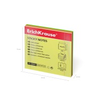 Бумага для заметок с клеевым краем ErichKrause® Neon, 75х75 мм, 100 листов, 4 цвета