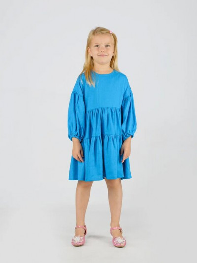 Платье для девочки свободного кроя, цвет голубого океана