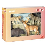 Набор фигурок KONIK «Лесные животные: медведь, олень, рысь, волк»