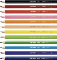 Набор цветных карандашей Stabilo Jumbo утолщенные 12 цветов+точилка, картон