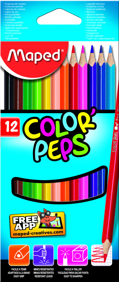 Цветные карандаши 12 цветов в картонном футляре