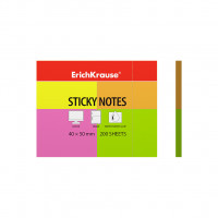 Бумага для заметок с клеевым краем ErichKrause® Neon, 40х50 мм, 200 листов, 4 цвета