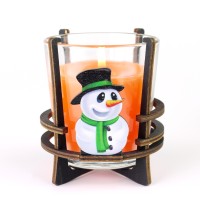  Новогодняя аромасвеча в стакане "Снеговик"
